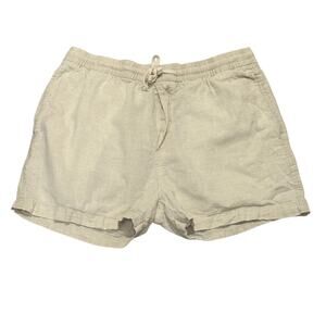 H&M Linen Cotton Blend Beige Pull On Shorts Drawstring Medium Resort Vacation